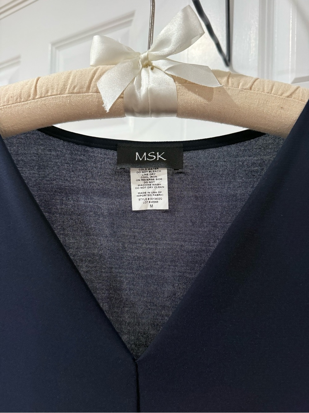 MSK Elegant Navy V-Neck Maxi Dress with Embellished Sleeves - Picture 4 of 4